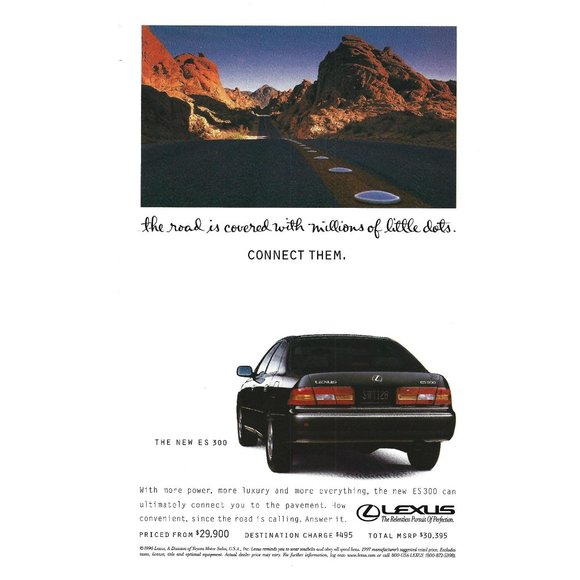 New ES 300 Lexus Car Auto 1990s  Vintage Print Ad - Picture 1 of 2